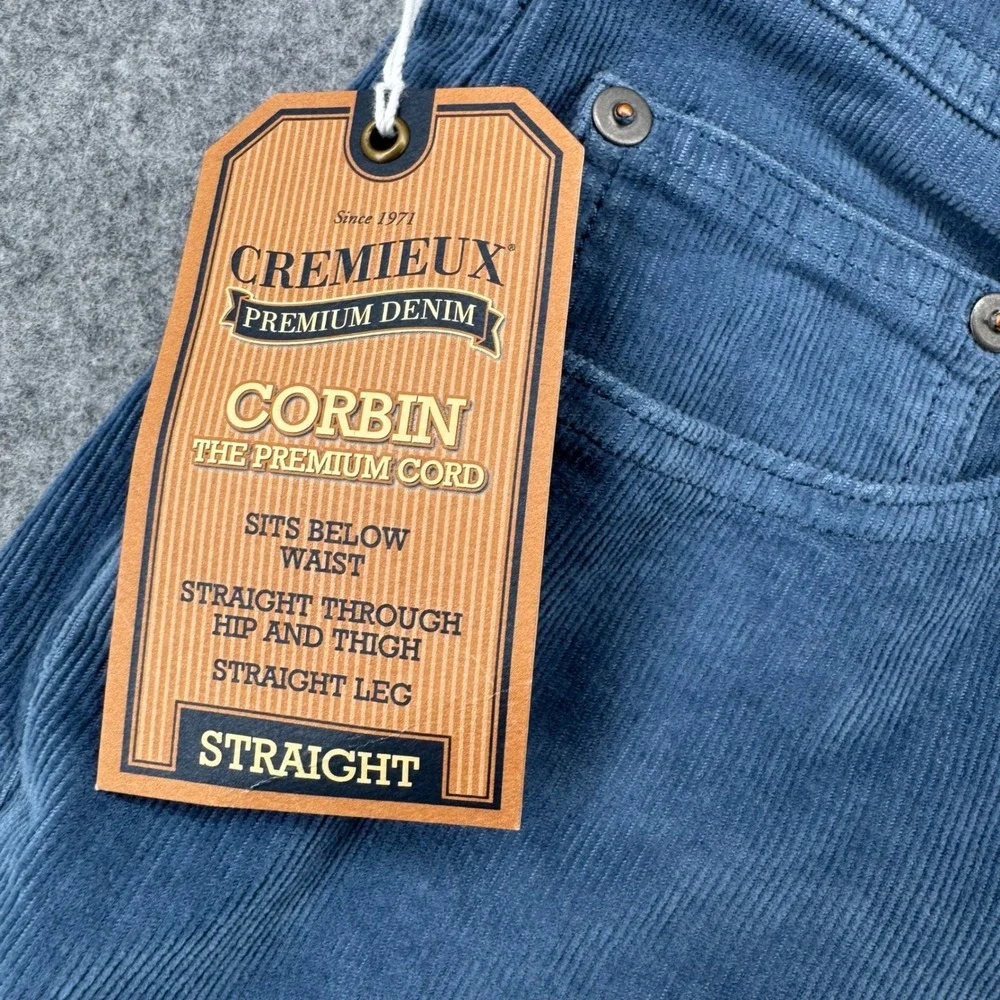 Cremieux Corbin Corduroy Pants Mens 36x34 Blue Straight Fit 5-Pocket New